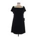 Charles Henry Casual Dress - Mini Square Short sleeves: Black Dresses - New - Women's Size Medium