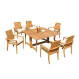 Teak Smith Algrave Rectangle 6 - Person 60" Long Teak Outdoor Dining Set Wood/Teak in Brown/White | 60 W x 60 D in | Wayfair