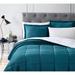 Latitude Run® Micromink & Sherpa Reversible Comforter Set Polyester/Polyfill/Microfiber in Green/Blue/White | King Comforter + 2 King Shams | Wayfair