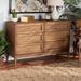 Wholesale Interiors Ramiel Mid-Century Modern Ash Walnut Finished Wood & Rattan 6-Drawer Dresser Wood/Wicker/Rattan in Brown | Wayfair