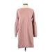 Cable & Gauge Casual Dress - Shift Crew Neck 3/4 sleeves: Pink Solid Dresses - Women's Size 5