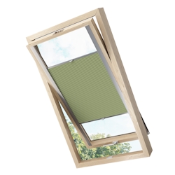 KS Handel 24 Dachfensterplissee Faltrollo Thermo verdunkelnd passend für Fakro 78x118 Dunkelgrün Image