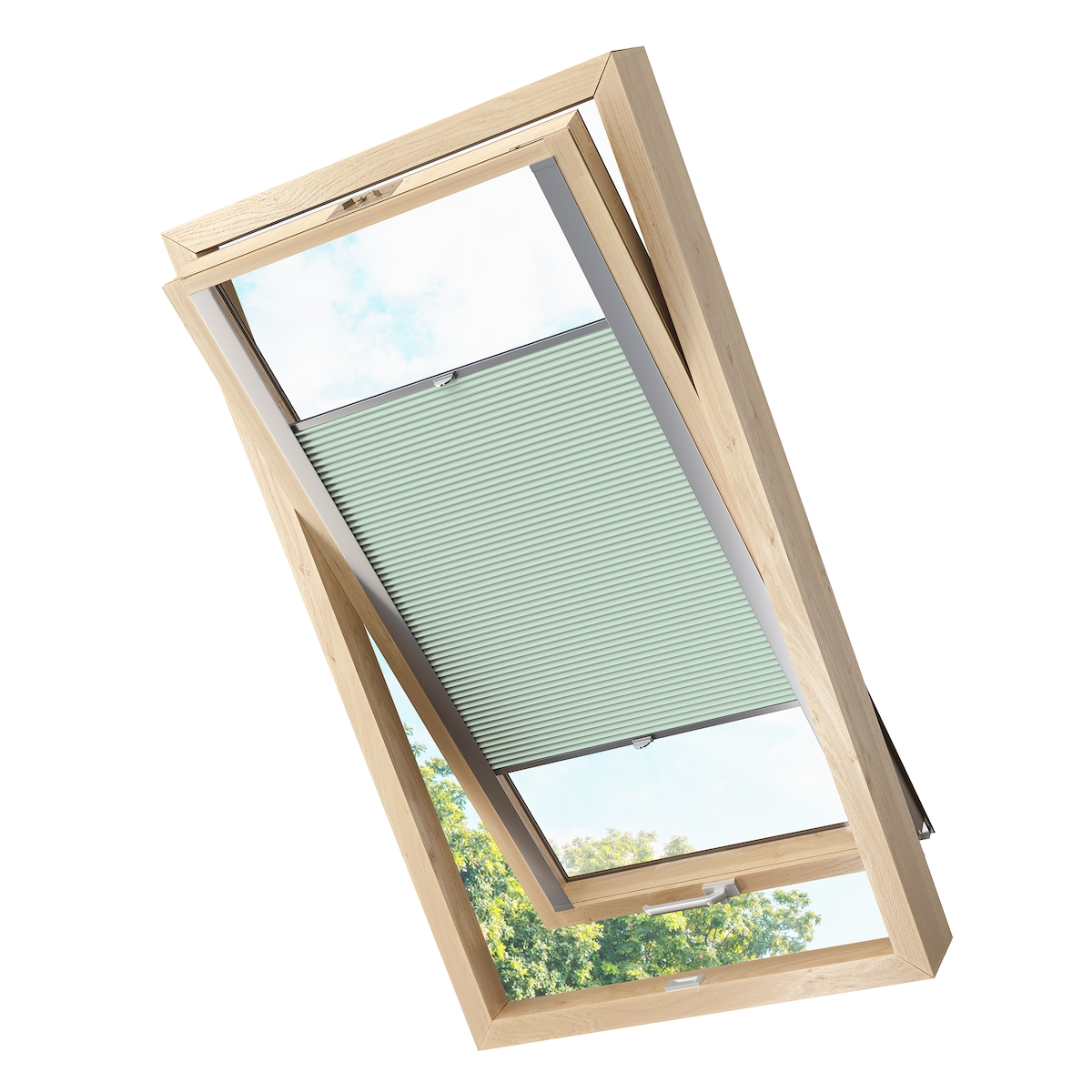 KS Handel 24 Dachfensterplissee Faltrollo Thermo verdunkelnd passend für Fakro 78x160 Hellgrün Image