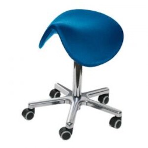 PROREGAL Sattelhocker Lexington mit Sitzneige | Sitzhöhe 53-72cm | Ø61cm | Tragfähigkeit 110kg | Kunstleder-Sitz, Aluminium-Fußkreuz, Rollen | Blau Image