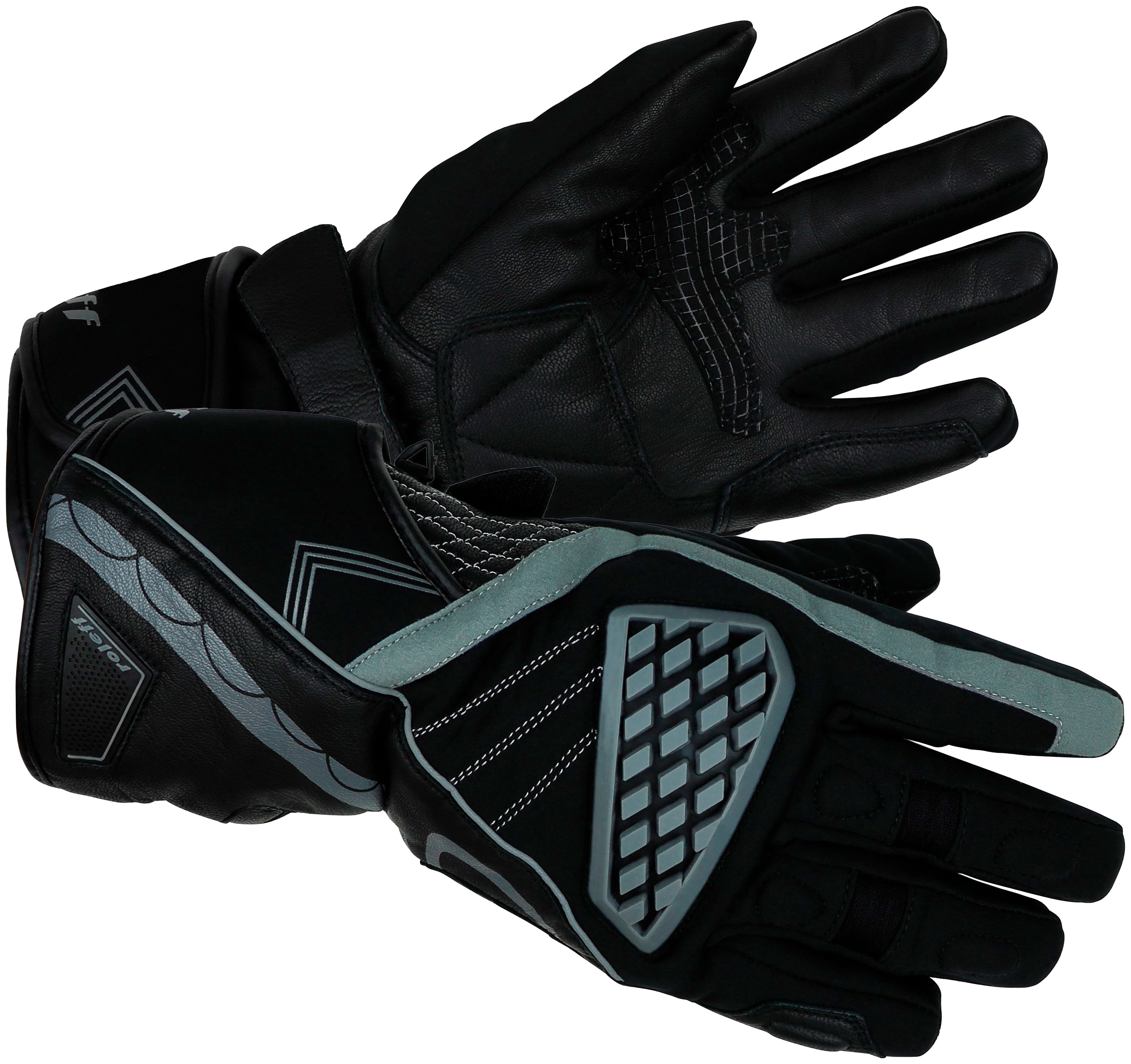 Motorradhandschuhe ROLEFF "Winter" Gr. M, schwarz (schwarz, grau ro202), Handschuhe, M, Obermaterial: 60% Rindsleder, 40% Polyester. Innenfutter: 100% Polyester, winddicht, wasserdicht Image