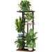 17 Stories Keysean Plant Stand Wood/Metal/Manufactured Wood in Black/Brown | 29.05 H x 14.17 W x 9.05 D in | Wayfair