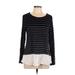 Calvin Klein Long Sleeve Top Black Stripes Scoop Neck Tops - Women's Size Large