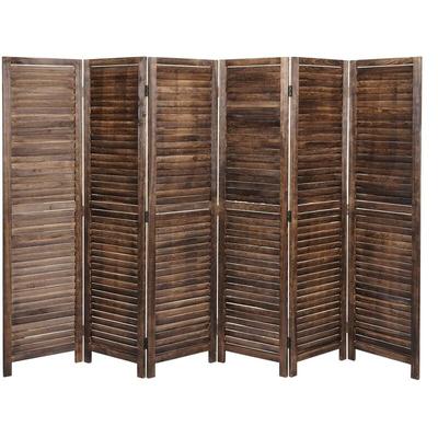 Neuwertig] Paravent HHG 640, Raumteiler Trennwand Sichtschutz, Shabby-Look Vintage, 170x243cm braun Image