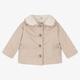 Donsje Baby Girls Beige Faux Fur Collar Jacket