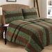 Full/Queen Bold Striped Reversible Quilt Set Brown Green