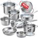 Pots and Pans Set 17-Piece, Stainless Steel Cookware Set, Includes Saucepans, Skillets, Dutch Oven, Stockpot, Steamer More