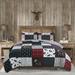 Full/Queen Rustic Cabin Real Patchwork Reversible Quilt Set Black Red