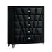 Ino 49 Inch Tall Dresser Chest, Velvet Upholstery, Art Deco Style, Black