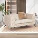 Modern 2 Seat Sofa Couch for Living Room Velvet Fabric Loveseat Button Tufted Back Deep Seat Sofa with Metal Legs, Beige