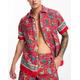 Polo Ralph Lauren short sleeve rever collar paisley border print linen shirt classic fit in red co-ord