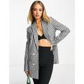 River Island co-ord gingham check blazer in black