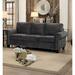 Fabric Upholstered 3-Seat Sofa with Nail head Trim, Dark Gray