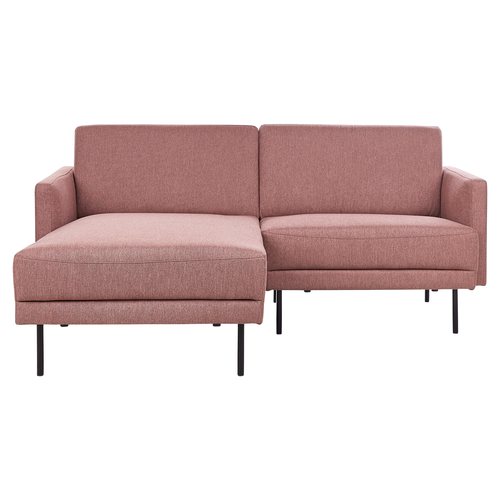 Ecksofa Rosa-Braun Stoff Rechtsseitig 2-Sitzer Sofa mit Schwarzen Metallfüßen Glamour Modern Wohnzimmer Büro Arbeitszimmer Wohnküche Esszimmer