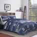 3pc King Plaid Quilt Set 100% Cotton Breathable Lightweight Soft, Blue