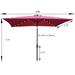 10 x 6.5t Rectangular Patio Solar LED Lighted Outdoor Umbrellas with Crank and Push Button Tilt