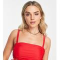 The Frolic Maternity lunan ruched channel tie detail bikini top in red