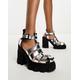 Bronx Furrow caged heeled sandal in metallic silver-Black