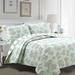 Full/Queen Floral Cottage Toile Reversible Quilt Set Mint Green