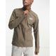 Emporio Armani EA7 quarter zip sweatshirt in beige-Neutral