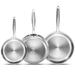 Stainless Steel Frying Pan Set, 8"/10"/12" Cooking Pans, Kitchen Cookware Set, Chef's Pan with Handles