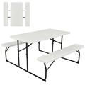 Folding Picnic Table Bench Set Outdoor Dining Table Camping Table Set White