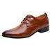 nsendm Male Shoes Adult Mens Shoes 574 Leather Style British Retro Pointed Toe Lace Up Business Casual Pointed Toe Dance Shoes for Men Leather Brown 8.5
