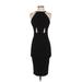 Bebe Cocktail Dress - Bodycon Halter Sleeveless: Black Print Dresses - Women's Size X-Small