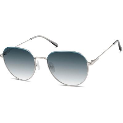 Zenni Aviator Rx Sunglasses Blue Stainless Steel Full Rim Frame