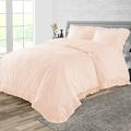 King/Cal King Size Egyptian Cotton 1000 Thread Count Duvet Cover Trimmed Ruffle Ultra Soft & Breathable 3 Piece Luxury Soft Wrinkle Free Cooling Sheet (1 Duvet Cover with 2 Pillowcases Peach)