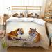 Bed Cover Set Cool Boy Man Duvet Cover Set 3D Tiger Printed Home Textiles Vintage Bedding Covers California King(98 x104 )