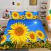 3D Sunflower Printed Bedding Cover Set 2/3 Pcs Home Textiles Quilt Cover Set with Pillowcase California King(98 x104 )