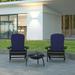Emma + Oliver Set of Two Slate Gray All-Weather Polyresin Adirondack Chairs with Blue Cushions
