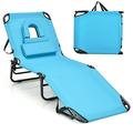 Costway Beach Chaise Lounge Chair with Face Hole Pillows & 5-Position Adjustable Backrest