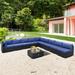 Costway 10 PCS Patio Rattan Furniture Set Outdoor Wicker Sofa Table Cushioned Seat Navy