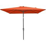 Dtwnek 6.5 ft. x 10 ft Rectangular Patio Umbrella with Tilt Crank and 6 Sturdy Ribs for Deck Lawn Pool Red