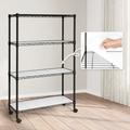 CAPHAUS NSF Adjustable Shelves Metal Wire Shelving Unit w/ Liners Kitchen Storage Shelving Metal Steel Storage Shelving Garage Shelving Storage Organizer Utility Shelf 4-Tier W/ Wheels Black