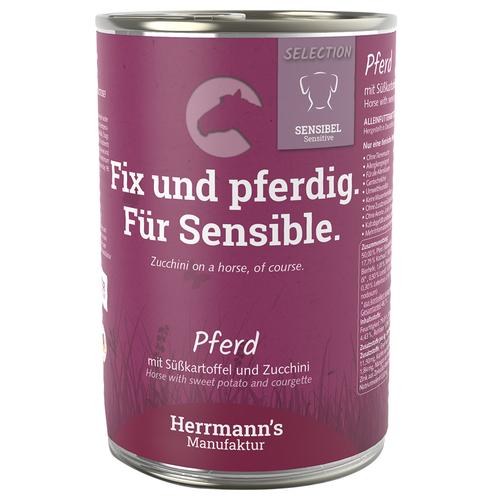 24x 400g Herrmann's Selection Sensitive Pferd mit Bio-Süßkartoffel & Bio-Zucchini Hundefutter nass