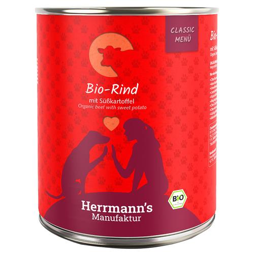 Sparpaket: 12x800g Herrmann's Classic Bio-Menü Bio-Rind mit Bio-Süßkartoffeln Hundefutter nass