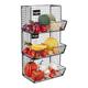 Taylor & Brown 3 Tier Metal Basket Stand - Wall Mounted Basket Vegetable Rack with Removable Chalkboards and Hooks - Hanging Wire Storage Basket Fruit Organiser for Kitchen Bathroom Garage (Brown)