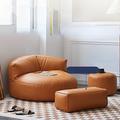 Faux Leather Bean Bag Chairs Bean Bag Sofa With Filler Bean Bag Chair Set Corner Pouf Ottoman Footstool For Bedroom Living Room Garden,Comfy Floor Seat Chair Frameless Furniture (Color : Orange, Siz