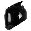 ATK Motorcycle Helmet Full Covered Helmet with Sun Visor Removable Lining Easy to Clean for Men and Women,Black