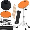 Slint Übungs Drum Pad Snare Drum Stand & Schlagzeug Sticks - Doppelseitiges 30 cm Drum Pad Set & 10 cm Snare Drum - Leises Drumpad Set, Drumpad Ständer & Drumsticks - Schlagzeug Erwachsene & Kinder