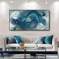 Large Contemporary Painting Wall Art Blue Color Boho Decor Style Canvas Prints Sofa Wall Decoration Printed Picture 70x120cm(28x43in) With Frame