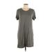 Splendid Casual Dress - Shift Scoop Neck Short sleeves: Gray Print Dresses - Women's Size Large