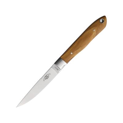Moki Bird & Trout 2.0 Olive Knife 7.13in Overall 3.25in Satin AUS-8 Stainless Steel Blade Olive Wood Handle Brown Leather Belt Sheath TS-535OL